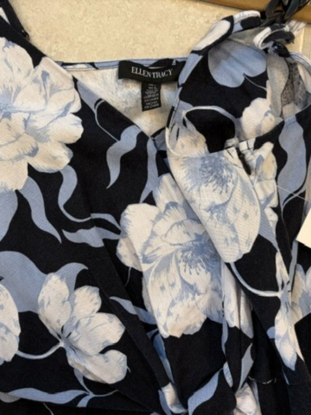 NWT Ellen Tracy Women's Floral Print Linen Blend Wrap Style Large Summer Resort - Picture 8 of 11